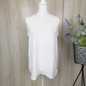 Cabi White Crochet Detail Marisa Top